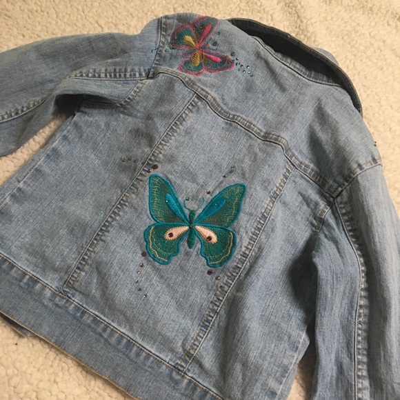 Girls Jean Jacket with Butterflies - Picture 5 of 5
